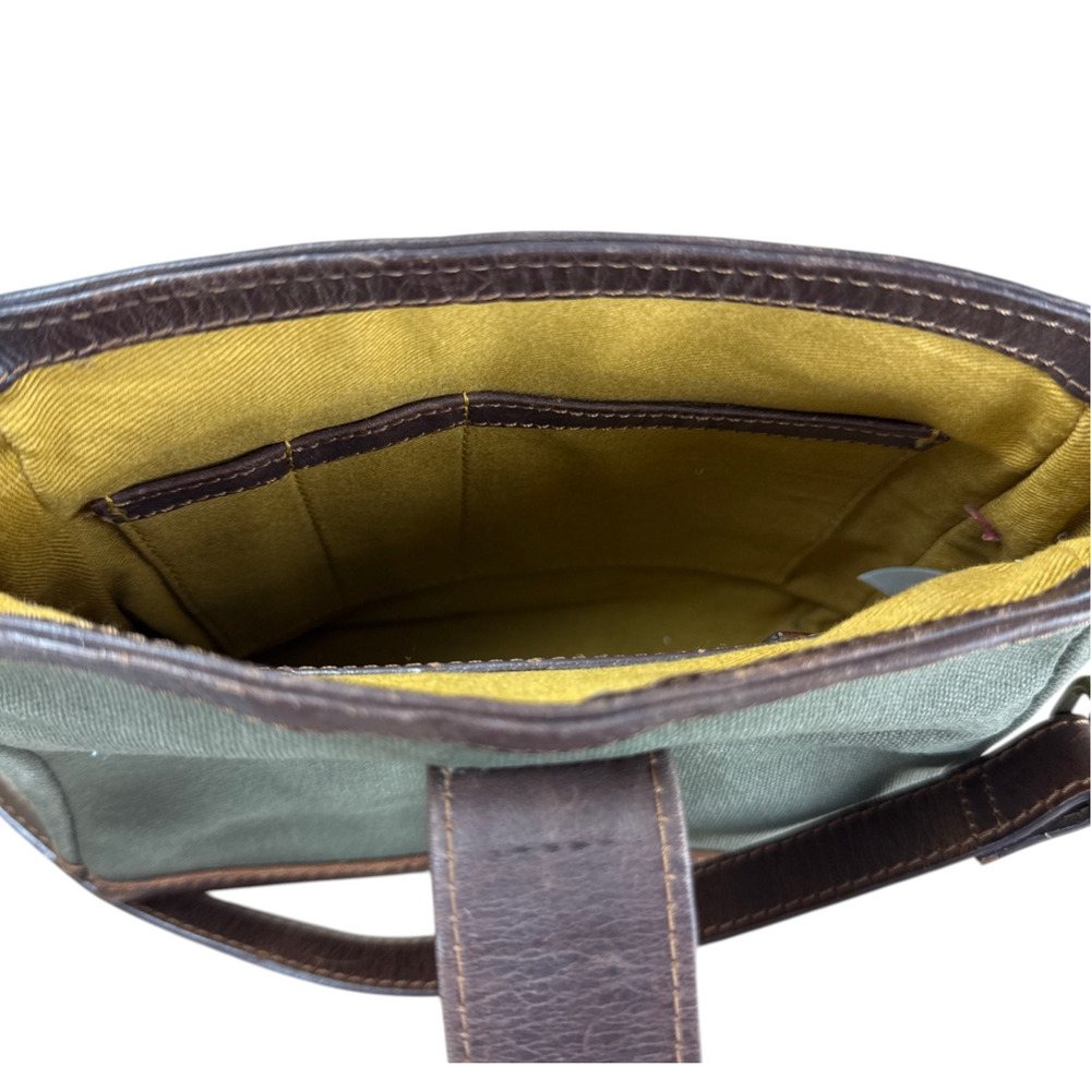 Orvis Battenkill Canvas Leather Crossbody Bag Grey Olive Utility Gorpcore Purse - Picture 13 of 15